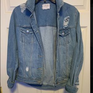 Light wash distressed jean jacket